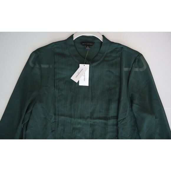 Banana Republic 762767-01-1 Women's Sz M New Hunter Green L/S Tuxedo Shirt - Picture 9 of 12